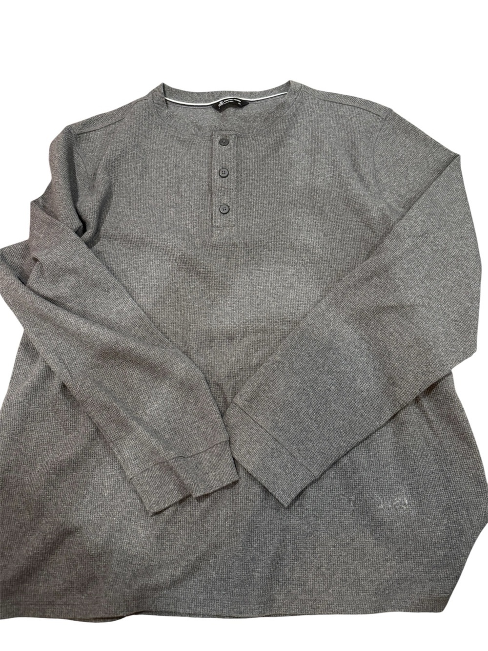 Members Mark Men’s‎ Gray Thermal Henley Waffle Knit LS  Comfort T-Shirt XXL